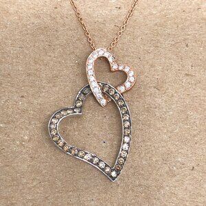 LeVian 14K Rose Gold Double Heart Chocolate Diamond 0.79ct Pendant Necklace